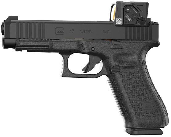 Direct-milled optic ready pistol with Aimpoint COA red dot.